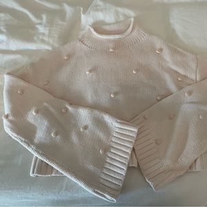 Majorelle Rollneck Bell Sleeve Puffball Crop Sweater